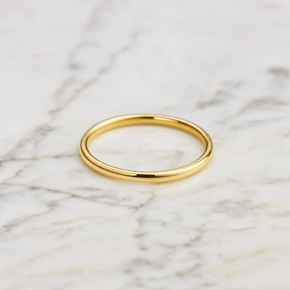 Elara minimal band ring — hypoallergenic 18K gold plated 925 sterling silver that won't turn skin green