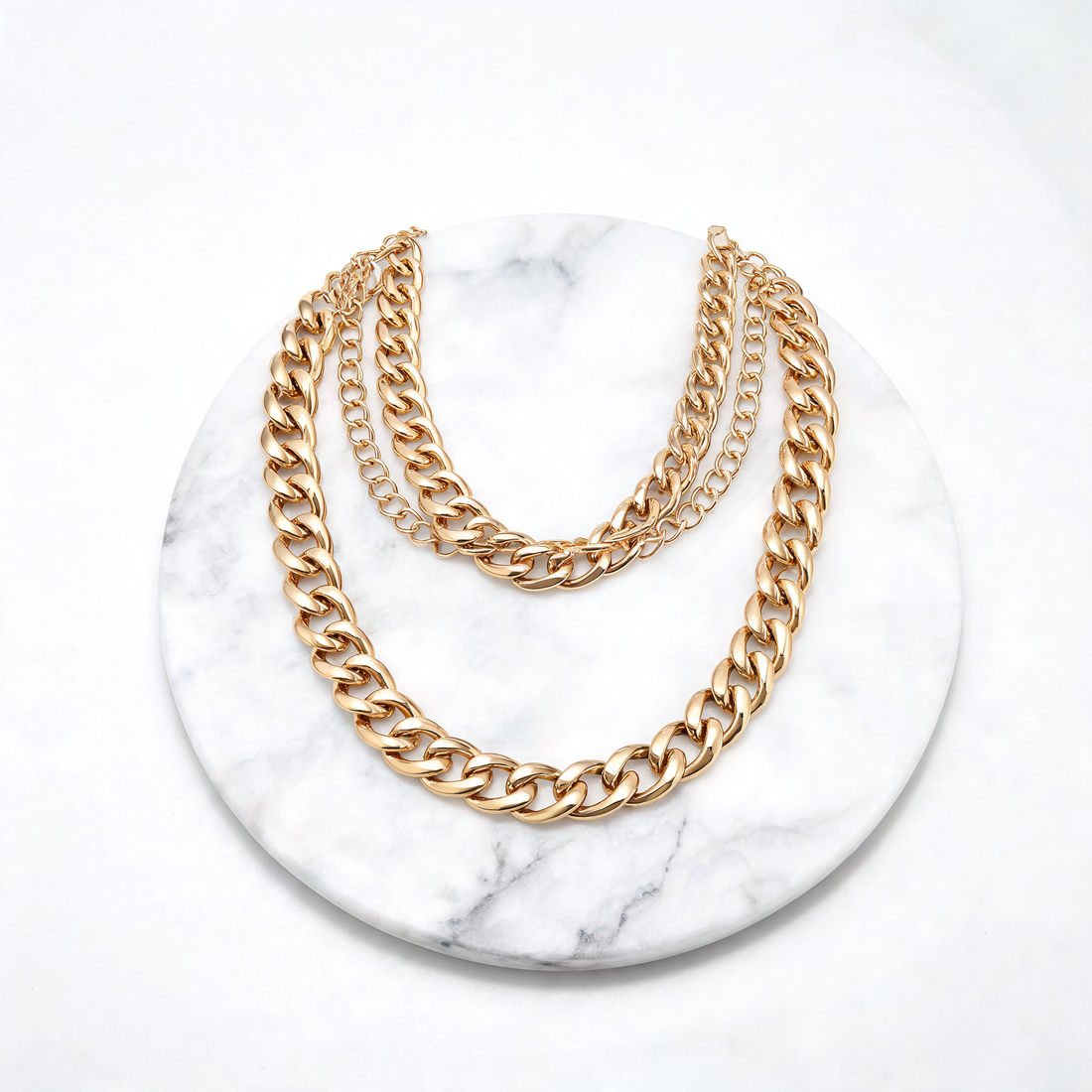 Elara bold layered chain set — demi-fine 18K gold plated 925 sterling silver