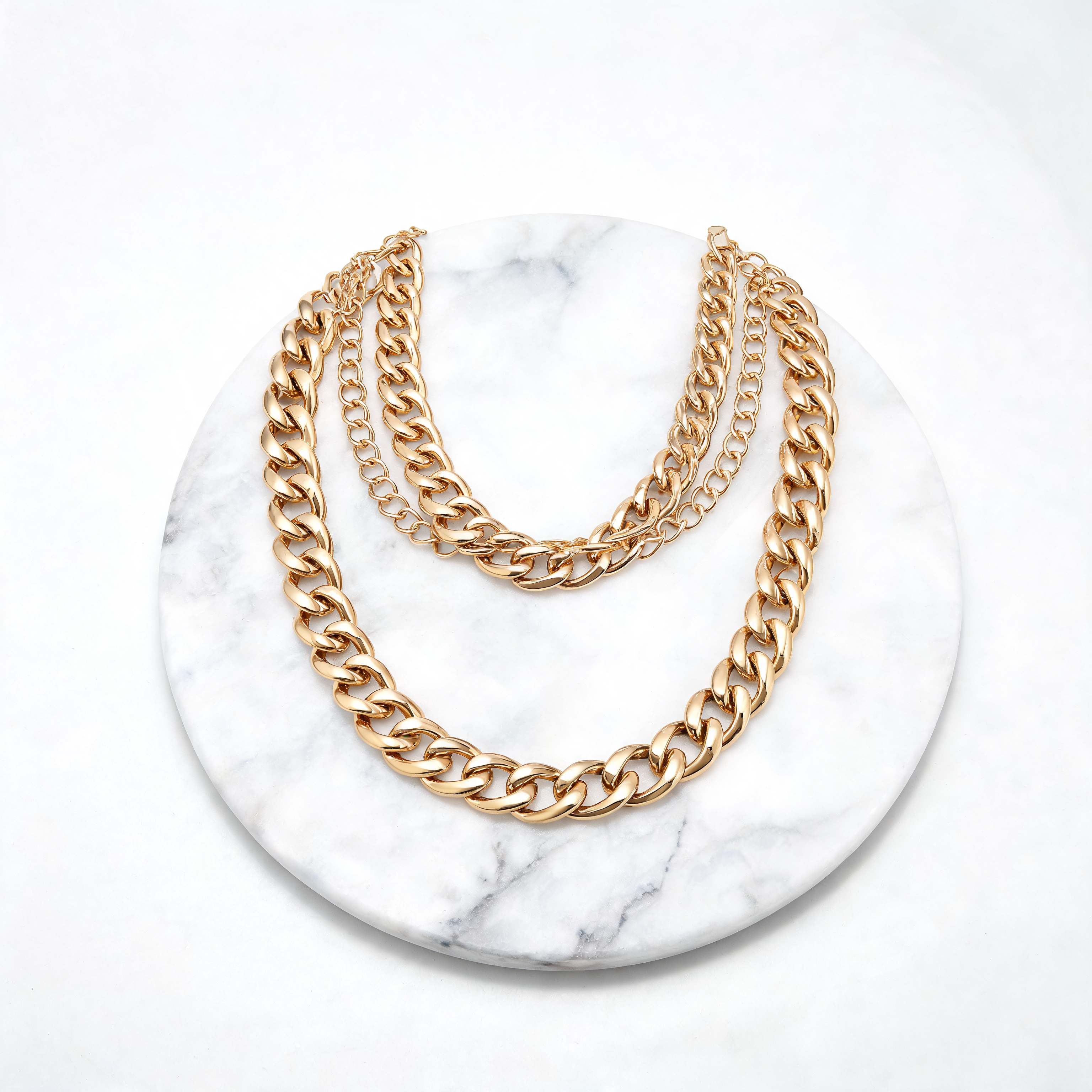 Elara bold layered chain set — demi-fine 18K gold plated 925 sterling silver