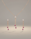 Elisha Ruby Drop Lariat Set in rose-gold-plated 925 silver
