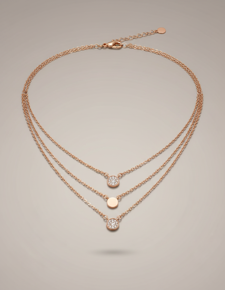 Aveline Trio Necklace in rose-gold-plated 925 silver