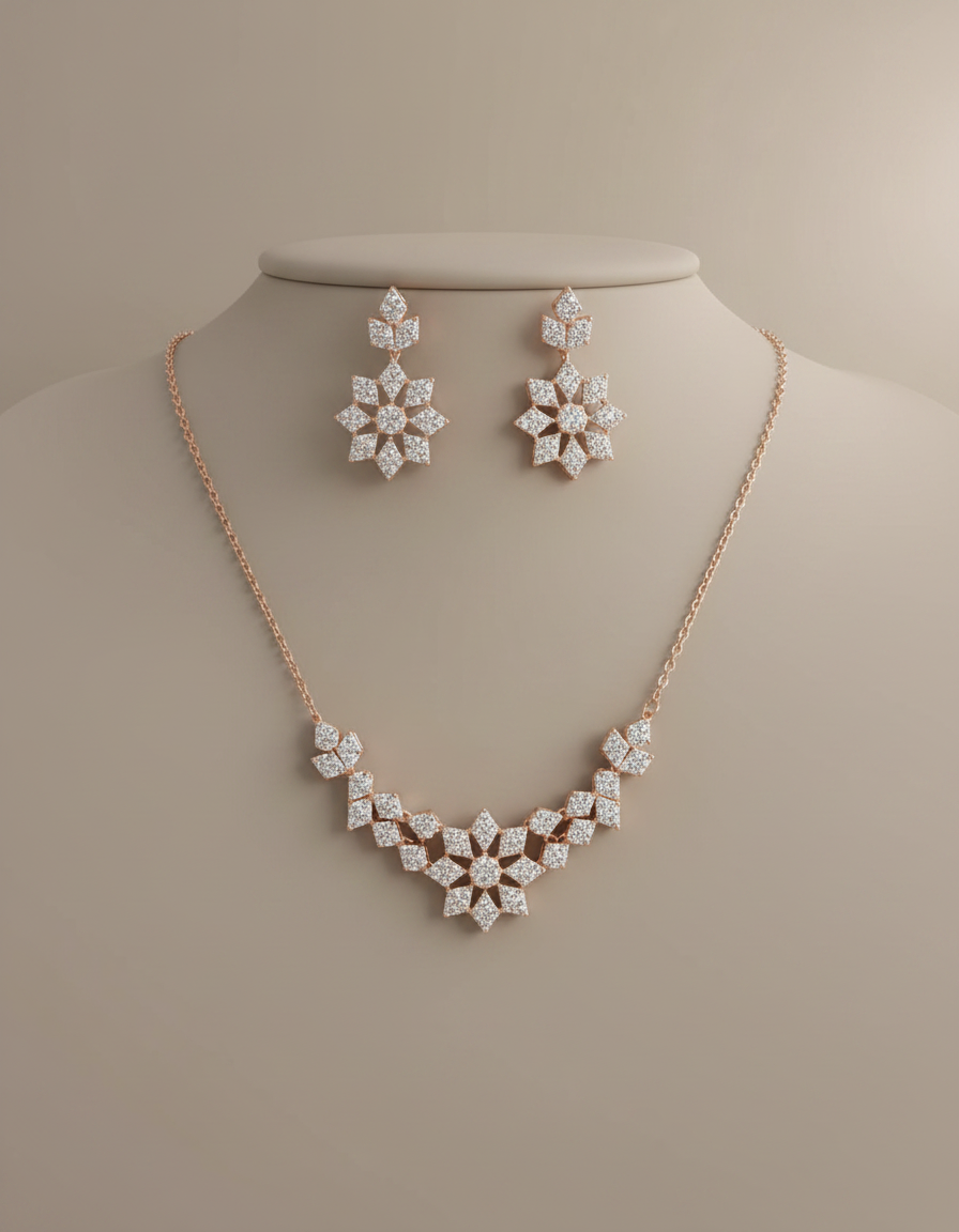 Celine Starflower Necklace Set in rose-gold-plated 925 silver