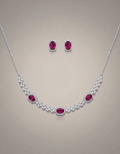 Serene Ruby Halo Necklace Set in 925 silver