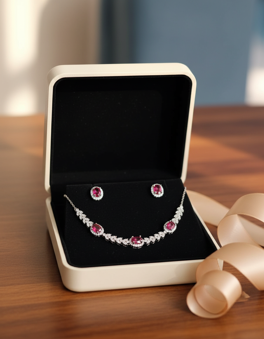 Serene ruby halo gift presentation