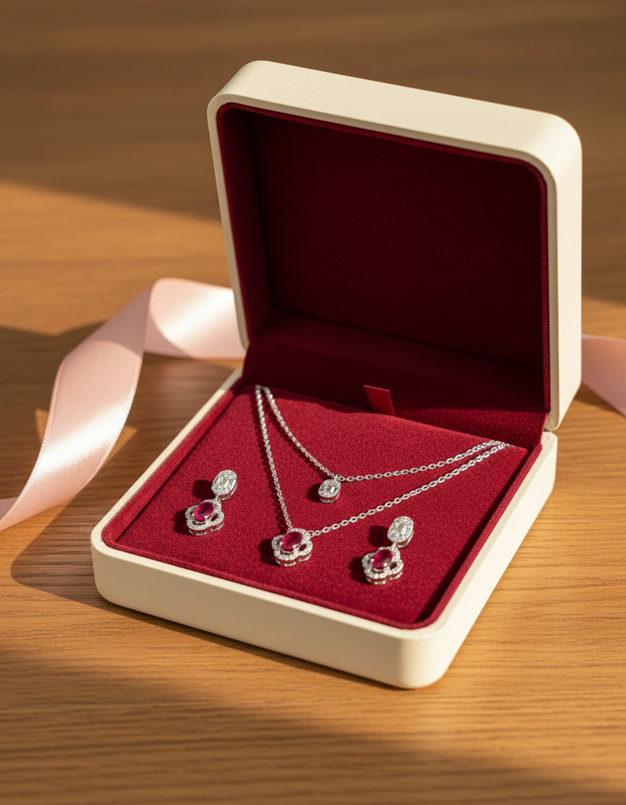 Noor necklace set presented in a Kanakya gift box